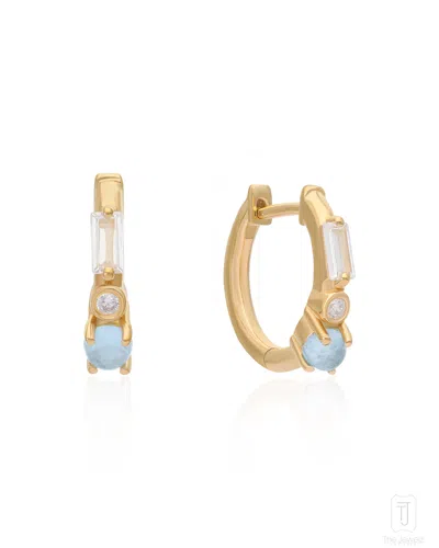The Jewelz Women's Silver / Yellow / Blue Ocean Whisper Natural Aquamarine Silver Earrings