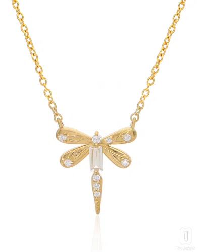 The Jewelz Women's Silver / Yellow / Neutrals Wings Of Dawn Dragonfly Silver Necklace In Multi