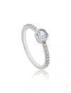 The Jewelz Women's White Aqua Innes Brilliant Sterling Silver Ring
