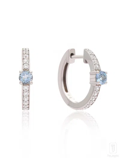 The Jewelz Women's White Aquamarine Innes Micro Huggies In Silver