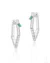 The Jewelz Women's White Eraya Zest Penta Silver Hoops