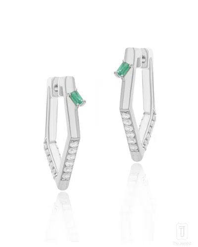 The Jewelz Women's White Eraya Zest Penta Silver Hoops
