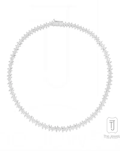 The Jewelz Women's White / Silver / Neutrals Luna Marquise Tennis Necklace In Multi