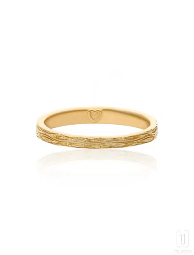 The Jewelz Women's Yellow / Brown / Gold Lover's Rock Impression Gold Plated Silver Ring