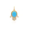 The Jewelz Women's Yellow / Orange / Gold Hamsa Turquoise Charm Pendant In Silver