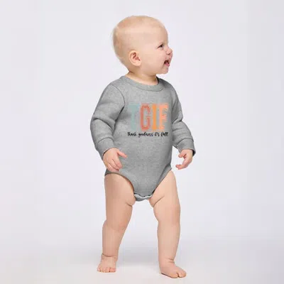 The Juniper Shop Kids'  Thank Goodness It's Fall Infant Fleece Bodysuit In Heather Grey