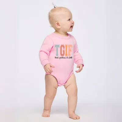 The Juniper Shop Kids'  Thank Goodness It's Fall Infant Fleece Bodysuit In Pink