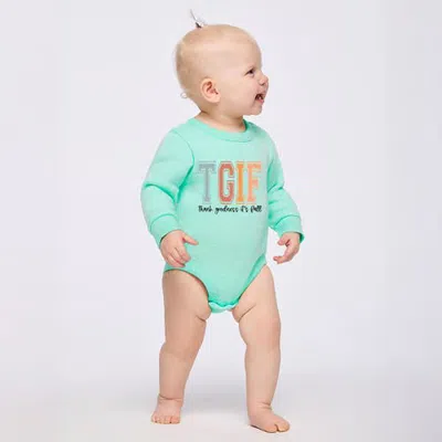 The Juniper Shop Kids'  Thank Goodness It's Fall Infant Fleece Bodysuit In Seafoam