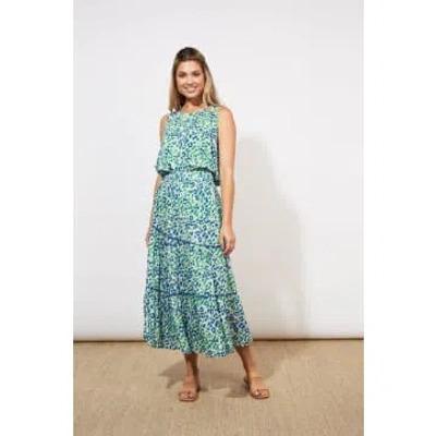 The Kindred Co. Haven Lamu Teired Maxi Dress In Blue
