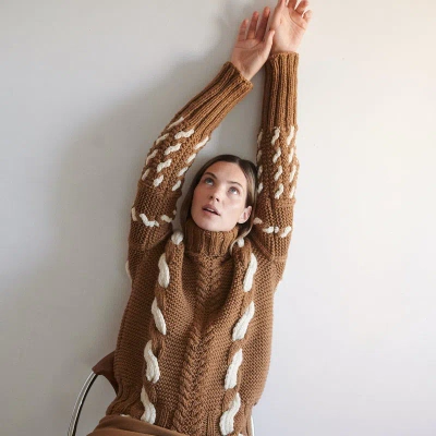 The Knotty Ones Barbora: Brown Wool Turtleneck In Multi