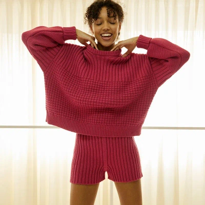 The Knotty Ones Delcia Rhubarb Cotton Sweater In Red