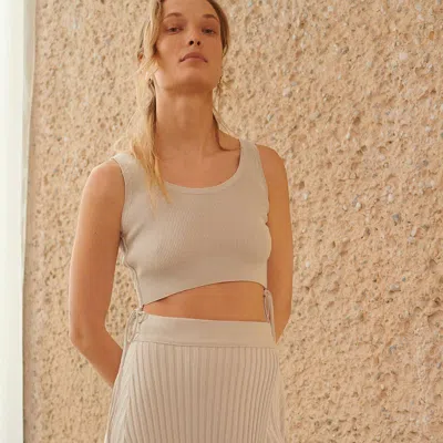 The Knotty Ones Drebulė: Silver Grey Cotton Crop Top In Neutral