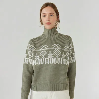 The Knotty Ones Pasaka: Sage Merino Wool Turtleneck Sweater In Green