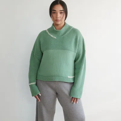 The Knotty Ones Sturmai: Sage Green Merino Wool Turtleneck Sweater