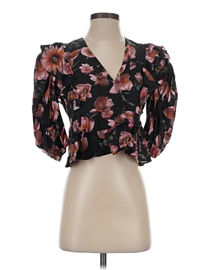 Pre-owned The Kooples 3/4 Sleeve Blouse In Black
