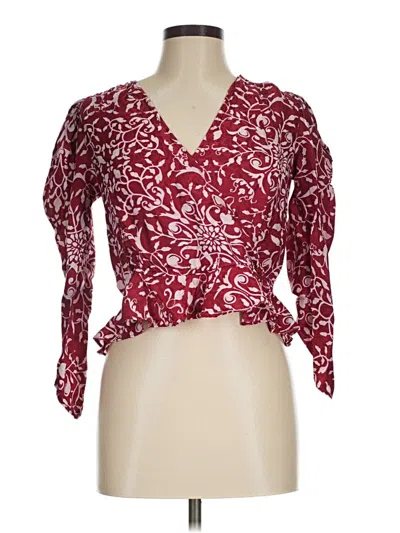 Pre-owned The Kooples 3/4 Sleeve Blouse In Burgundy