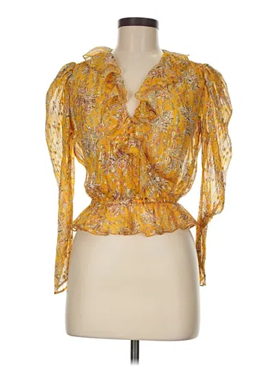 Pre-owned The Kooples 3/4 Sleeve Blouse In Yellow