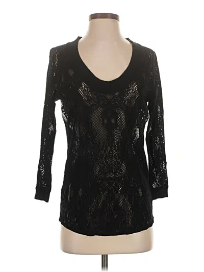 Pre-owned The Kooples 3/4 Sleeve Top Black Scoop Neck Tops