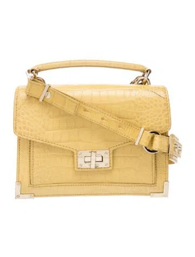 Pre-owned The Kooples Alligator Top Handle Bag In Yellow