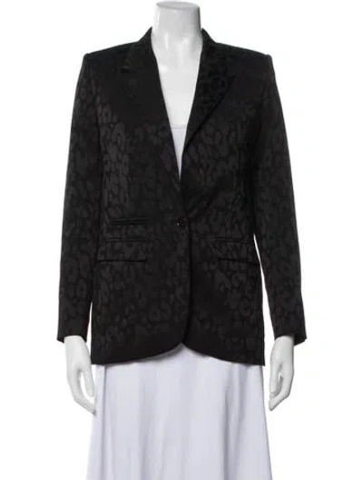 Pre-owned The Kooples Animal Print Blazer In Black