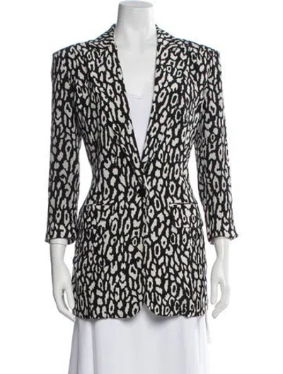 Pre-owned The Kooples Animal Print Blazer In Black