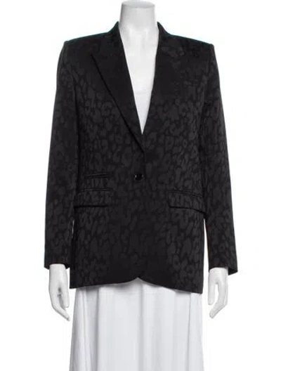 Pre-owned The Kooples Animal Print Blazer In Black