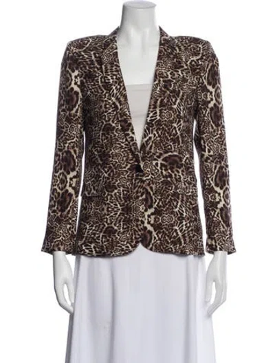Pre-owned The Kooples Animal Print Blazer In Brown