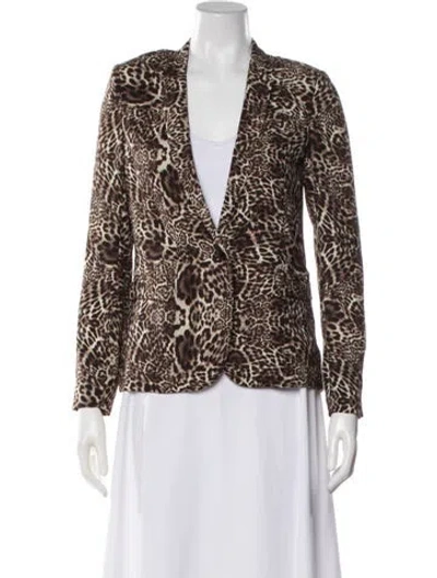Pre-owned The Kooples Animal Print Blazer In Brown