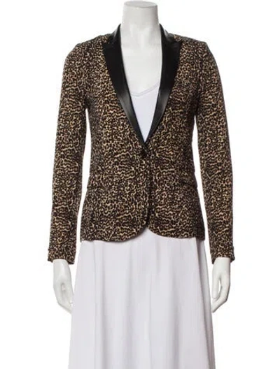 Pre-owned The Kooples Animal Print Blazer In Brown