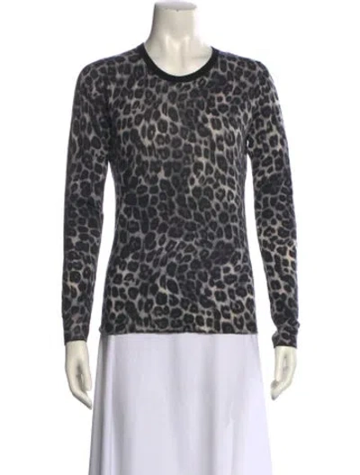 Pre-owned The Kooples Animal Print Crew Neck Sweater In Gray