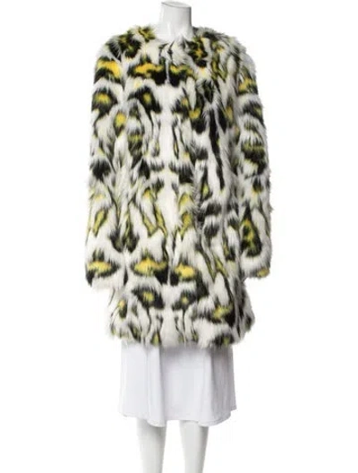 Pre-owned The Kooples Animal Print Faux Fur Coat In Multi