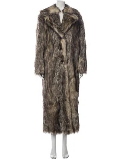 Pre-owned The Kooples Animal Print Faux Fur Coat W/ Tags In Brown