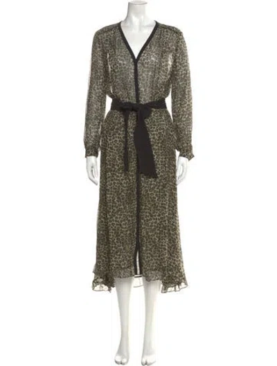 Pre-owned The Kooples Animal Print Long Dress In Neutral