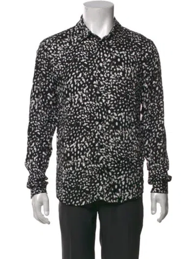Pre-owned The Kooples Animal Print Long Sleeve Dress Shirt W/ Tags In Black