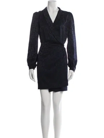 Pre-owned The Kooples Animal Print Mini Dress In Blue