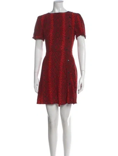 Pre-owned The Kooples Animal Print Mini Dress In Red