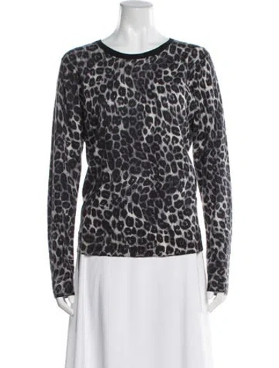 Pre-owned The Kooples Animal Print Scoop Neck Sweater In Gray