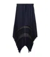 The Kooples Womens Navy Lace-embroidered Asymmetric-hem Pleated Woven Midi Skirt In Navy