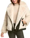The Kooples Asymmetrical Plush Coat In White