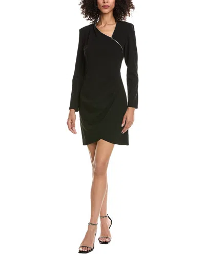 The Kooples Asymmetrical Zipper Mini Dress In Black