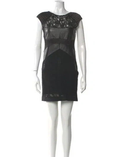 Pre-owned The Kooples Bateau Neckline Mini Dress In Black