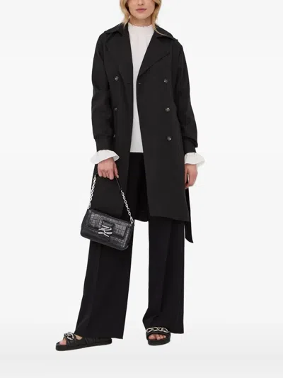 The Kooples Belted Double-breasted Trench Coat In Blue