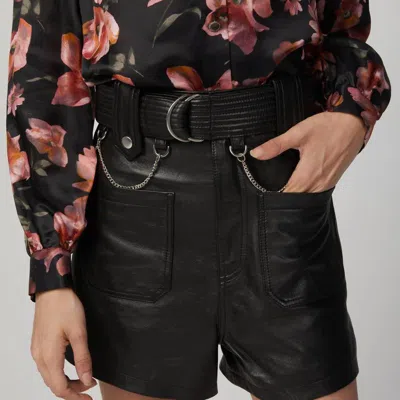 The Kooples Belted Leather Shorts In Black