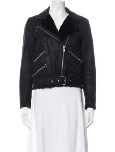Pre-owned The Kooples Biker Jacket In Black
