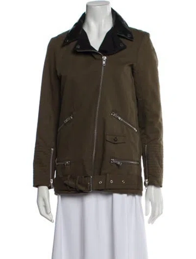 Pre-owned The Kooples Biker Jacket In Green