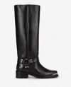 The Kooples Womens  Strap-embellished Leather Knee-high Boots In Black