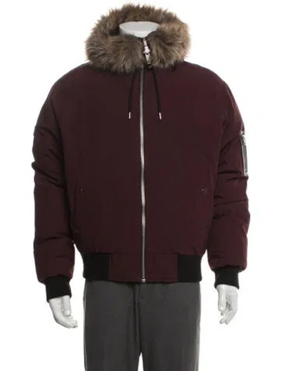 Pre-owned The Kooples Bomber Jacket In Burgundy