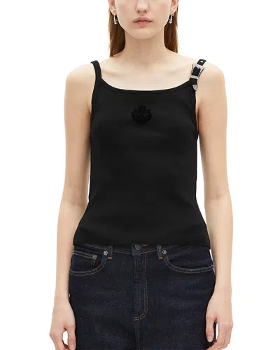 The Kooples Buckle Strap Tank Top In Black