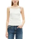 The Kooples Buckle Strap Tank Top In White