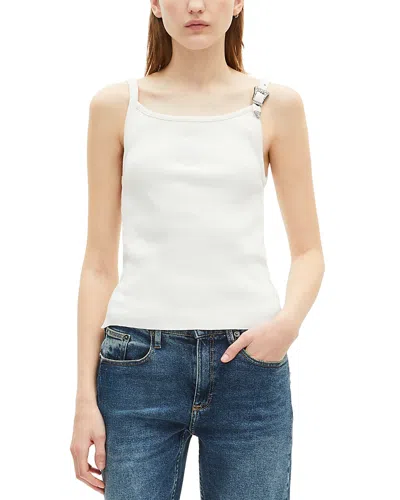 The Kooples Buckle Strap Tank Top In White